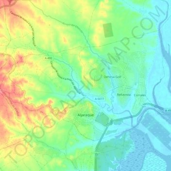 Carte topographique Aljaraque, altitude, relief