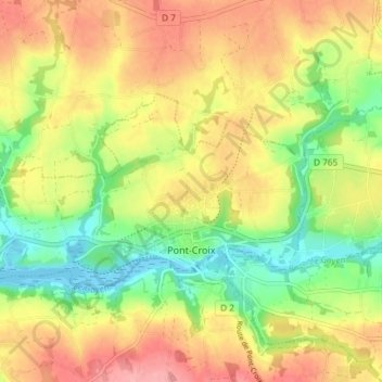 Carte topographique Pont-Croix, altitude, relief