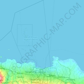 Carte topographique Jakarta, altitude, relief