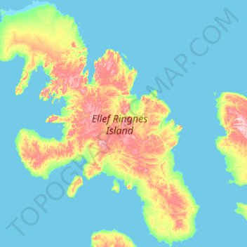 Carte topographique Ellef Ringnes Island, altitude, relief