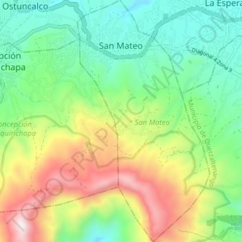 Carte topographique San Mateo, altitude, relief