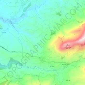 Carte topographique Benasau, altitude, relief