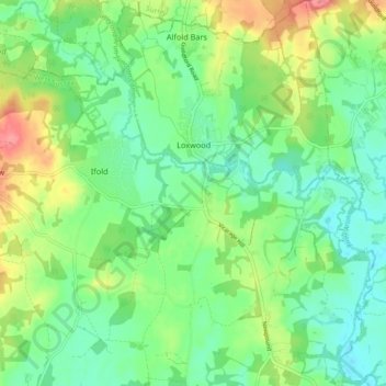 Carte topographique Loxwood, altitude, relief