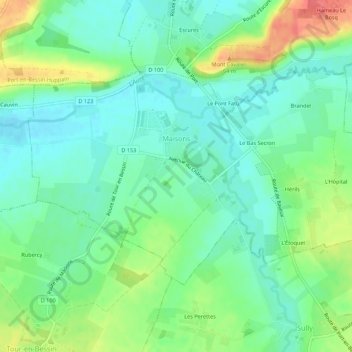 Carte topographique Maisons, altitude, relief