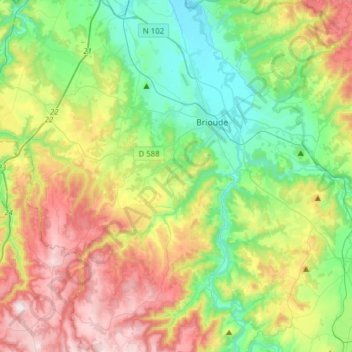 Carte topographique 43100, altitude, relief