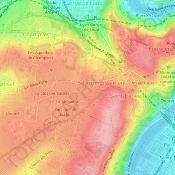 Carte topographique 69005, altitude, relief