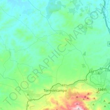 Carte topographique Torre del Campo, altitude, relief