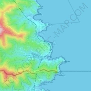 Carte topographique Cerbère, altitude, relief
