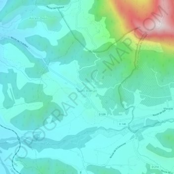 Carte topographique Saint-Roman, altitude, relief