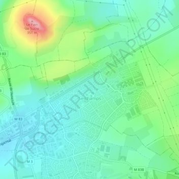 Carte topographique Seichamps, altitude, relief