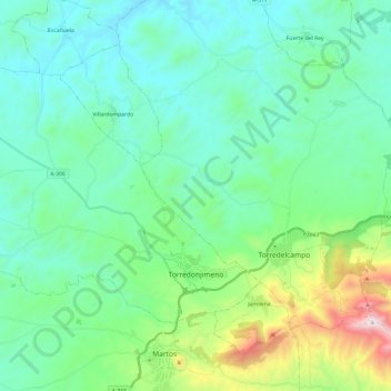 Carte topographique Torredonjimeno, altitude, relief