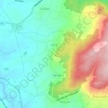Carte topographique Airó, altitude, relief