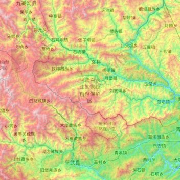 Carte topographique 甘肃白水江国家级自然保护区, altitude, relief