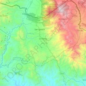 Carte topographique La Palma, altitude, relief