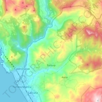 Carte topographique Tortora, altitude, relief