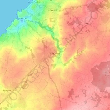 Carte topographique Saint-Alban, altitude, relief