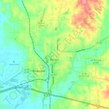 Carte topographique Minden, altitude, relief