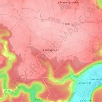 Carte topographique Canappeville, altitude, relief