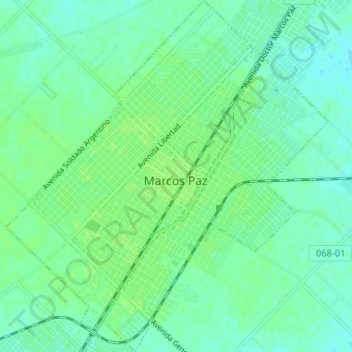 Carte topographique Marcos Paz, altitude, relief