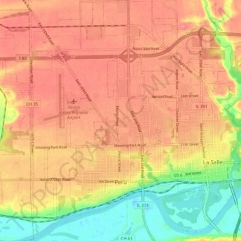 Carte topographique Peru, altitude, relief