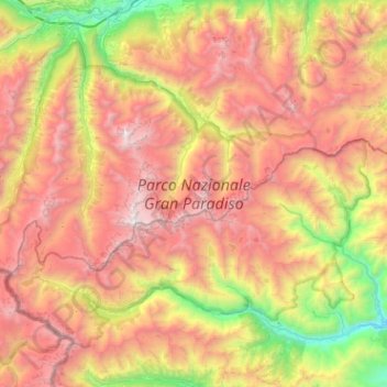 Carte topographique Parc national du Grand Paradis, altitude, relief