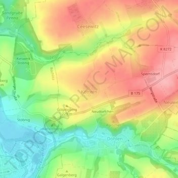 Carte topographique Köttern, altitude, relief