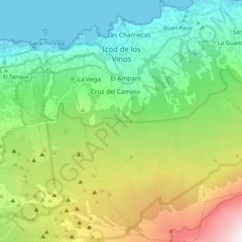 Carte topographique Icod de los Vinos, altitude, relief