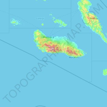 Carte topographique Guadalcanal Province, altitude, relief
