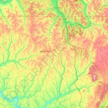 Carte topographique Susquehanna County, altitude, relief