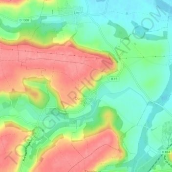 Carte topographique Quincy-sous-le-Mont, altitude, relief