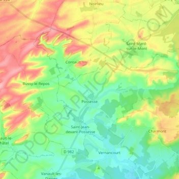 Carte topographique Possesse, altitude, relief