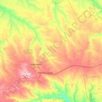 Carte topographique Bilmatska settlement hromada, altitude, relief