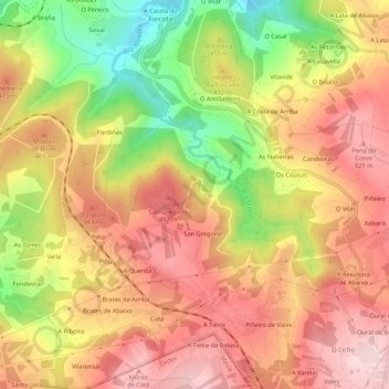 Carte topographique Filgueira de Barranca, altitude, relief