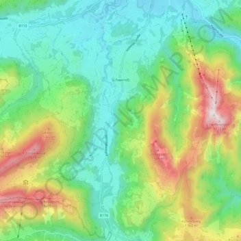 Carte topographique Schwendt, altitude, relief