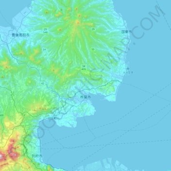 Carte topographique Kitsuki, altitude, relief