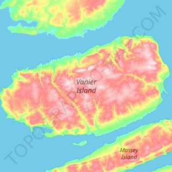 Carte topographique Vanier Island, altitude, relief