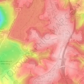 Carte topographique Wimmersberg, altitude, relief