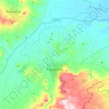 Carte topographique Palagonia, altitude, relief