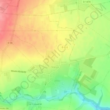 Carte topographique Vieux, altitude, relief