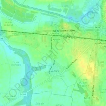 Carte topographique Eppeville, altitude, relief