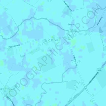 Carte topographique Oldenzijl, altitude, relief