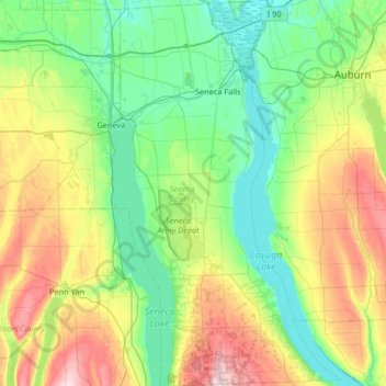 Carte topographique Seneca County, altitude, relief