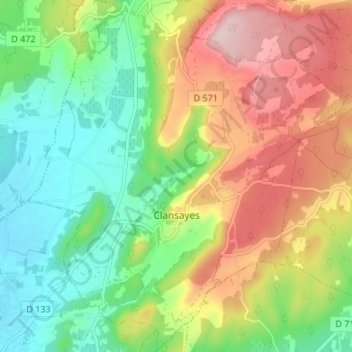 Carte topographique Clansayes, altitude, relief