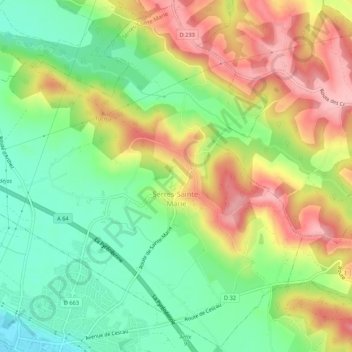 Carte topographique Serres-Sainte-Marie, altitude, relief