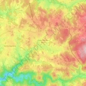 Carte topographique Saint-Pal-de-Mons, altitude, relief