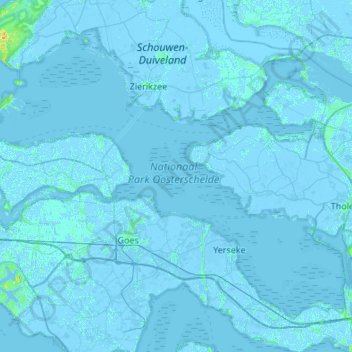 Carte topographique Oosterschelde, altitude, relief