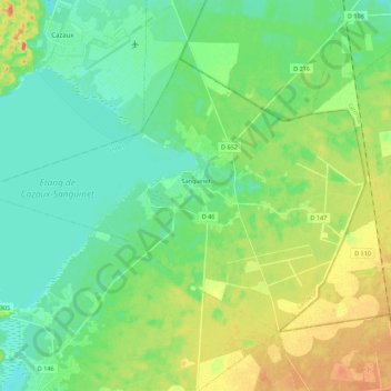 Carte topographique Sanguinet, altitude, relief