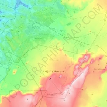 Carte topographique Kopavogur, altitude, relief