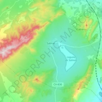 Carte topographique Salinas, altitude, relief