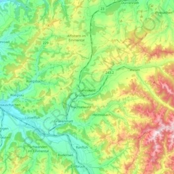 Carte topographique Sumiswald, altitude, relief